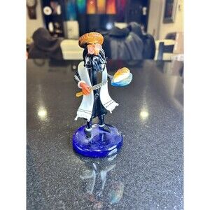 Rare Raffaele Moretti Handcrafted Murano Glass Rabbi With Knife And Challah